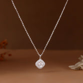 Silver Rhombus Shape Pendant With Chain